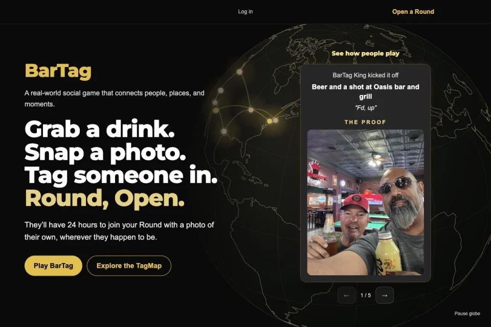 BarTag social web app homepage
