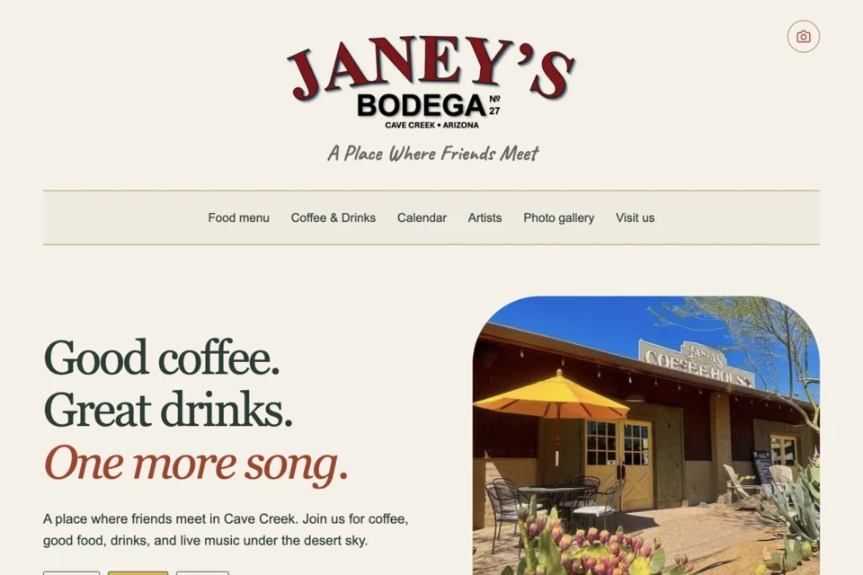 Janey’s live coffee house and music website